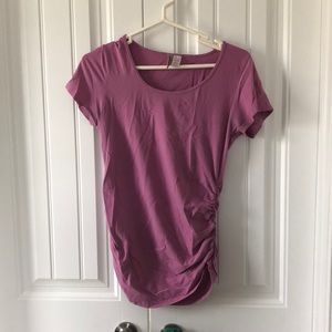 Pink ruched side maternity t shirt